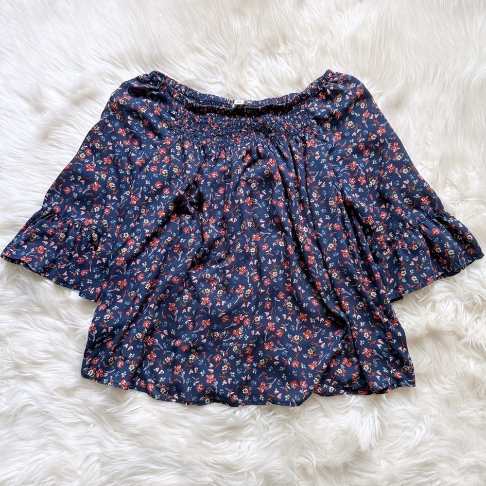 Beachlunchlounge Floral Bell Sleeve Blouse Size Medium